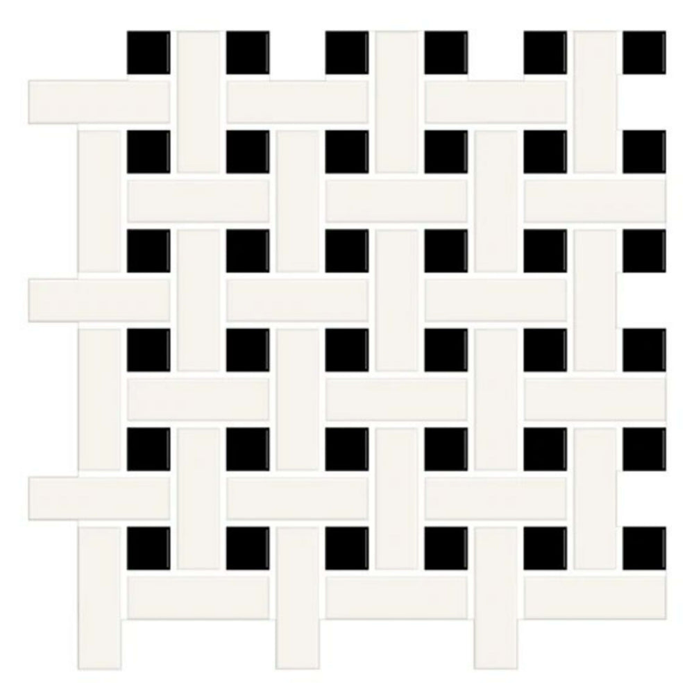Color Story Mosaics in White / Black / Matte Basketweave Tile