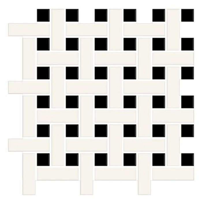Color Story Mosaics in White / Black / Matte Basketweave Tile