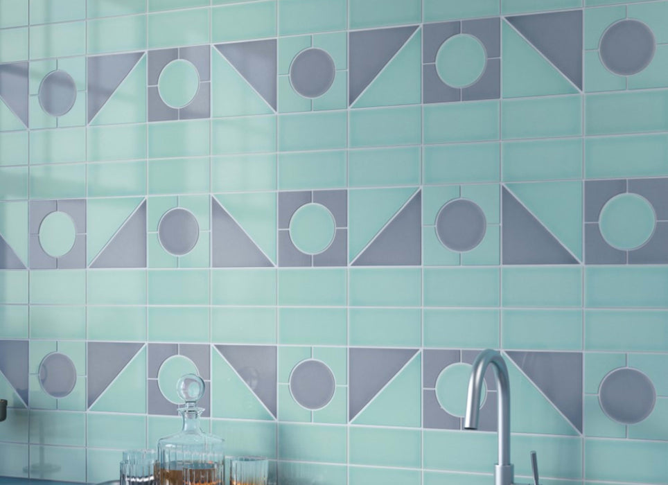 Cursive in Soft Teal Mosaic 6"x6" Triangle