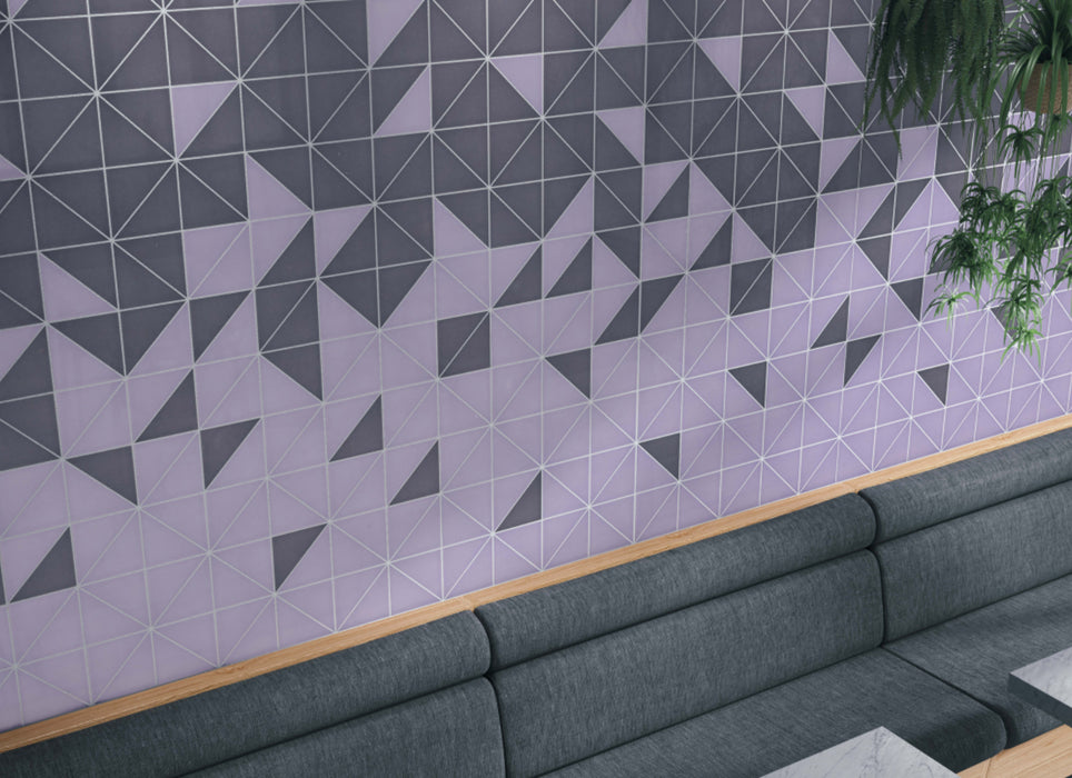 Cursive in Iris Mosaic 6"x6" Triangle