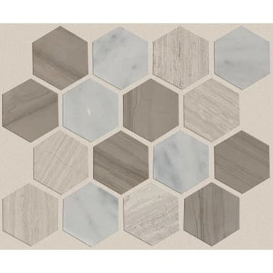 Chateau Hexagon Mosaic in Bianco C Rockw  Tile