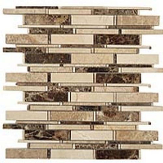 Cascade in Emperador Dark-Crema Marfil-Emperador Light 4"xrandom Bricks