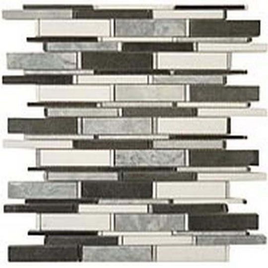 Cascade in Mugworth-Thassos White-Basalt 4"xrandom Bricks