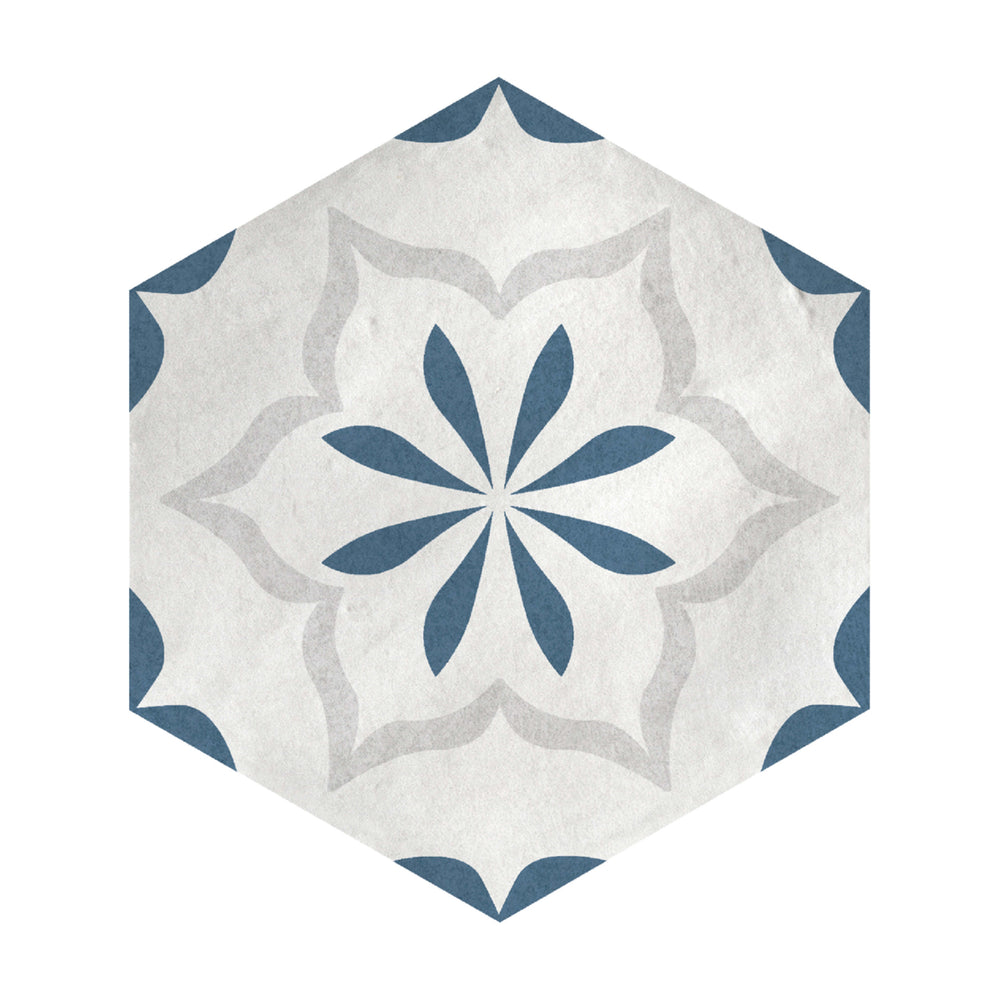 Casablanca in Ocean Blue Hex Deco Tile