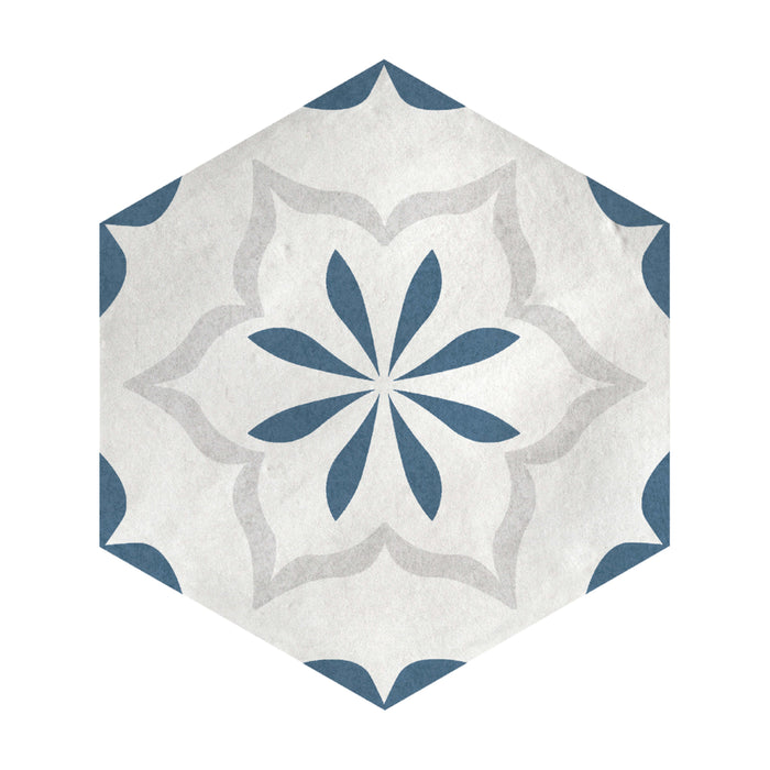 Casablanca in Ocean Blue Hex Deco Tile