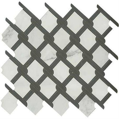 Classentino Marble in Palazzo White & Centurio Black  Polished - 14x14.5 Tile