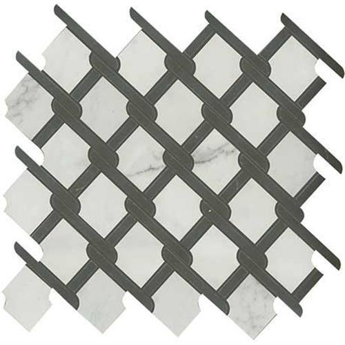 Classentino Marble in Palazzo White & Centurio Black  Polished - 14x14.5 Tile