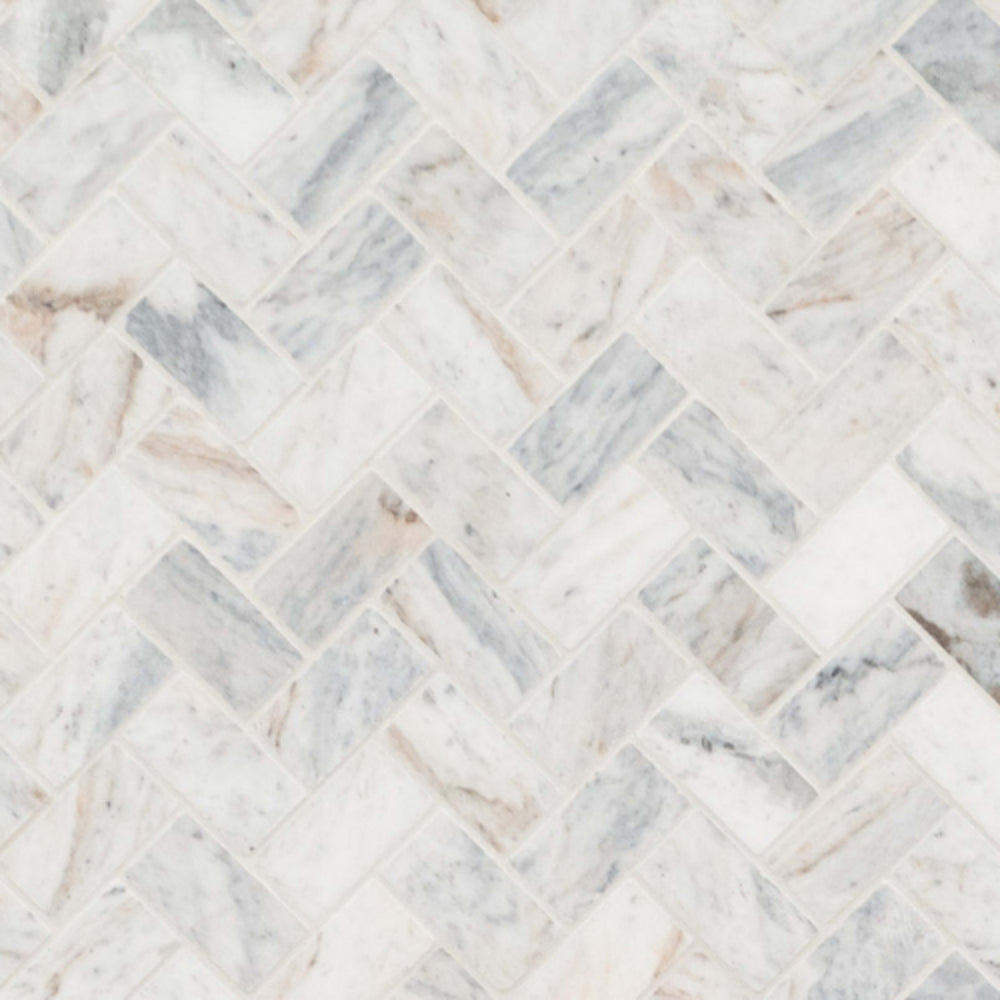 Capri Blue in Capri Blue 1x2 Herringbone Honed Natural Stone