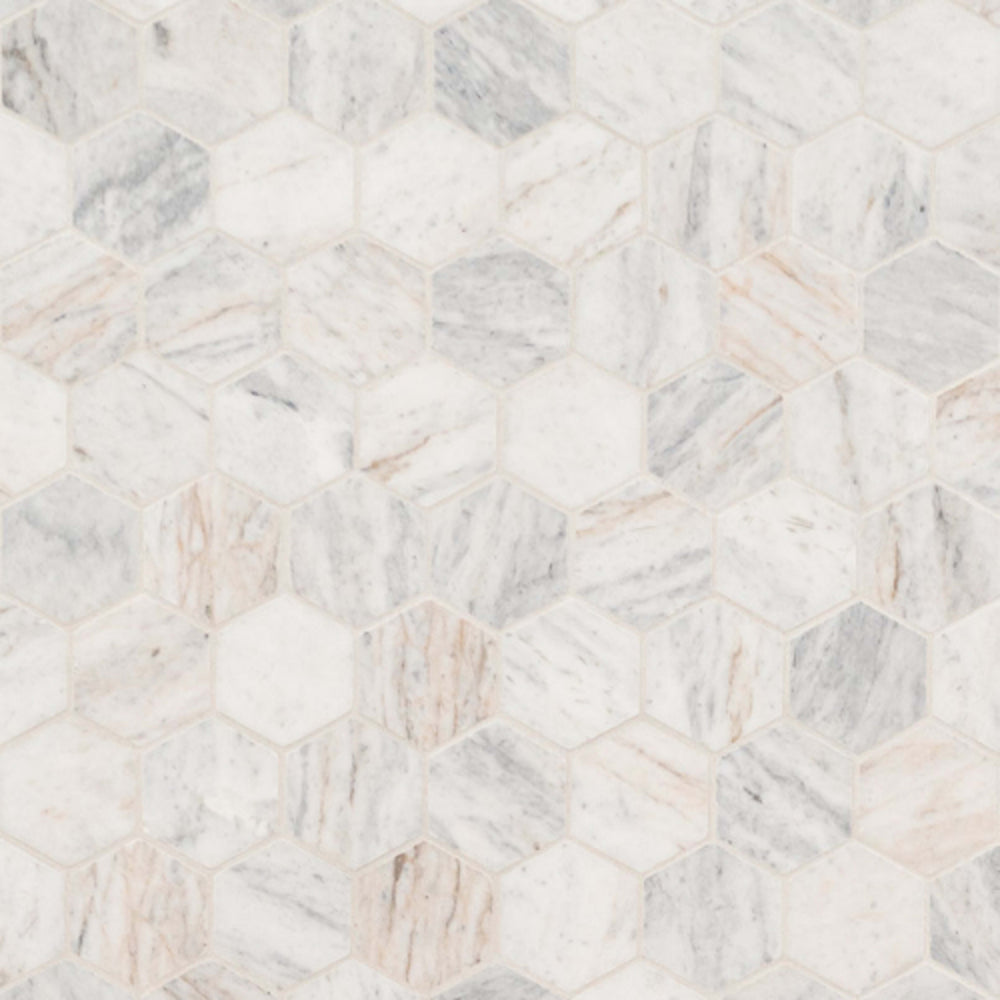 Capri Blue in Capri Blue 2" Hexagon Mosaic Tile Natural Stone