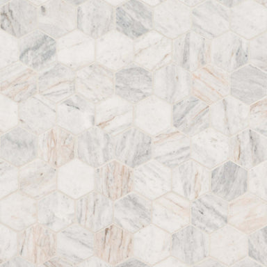Capri Blue in Capri Blue 2" Hexagon Mosaic Tile Natural Stone