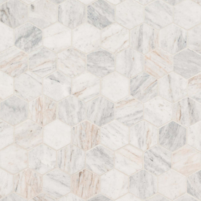 Capri Blue in Capri Blue 2" Hexagon Mosaic Tile Natural Stone