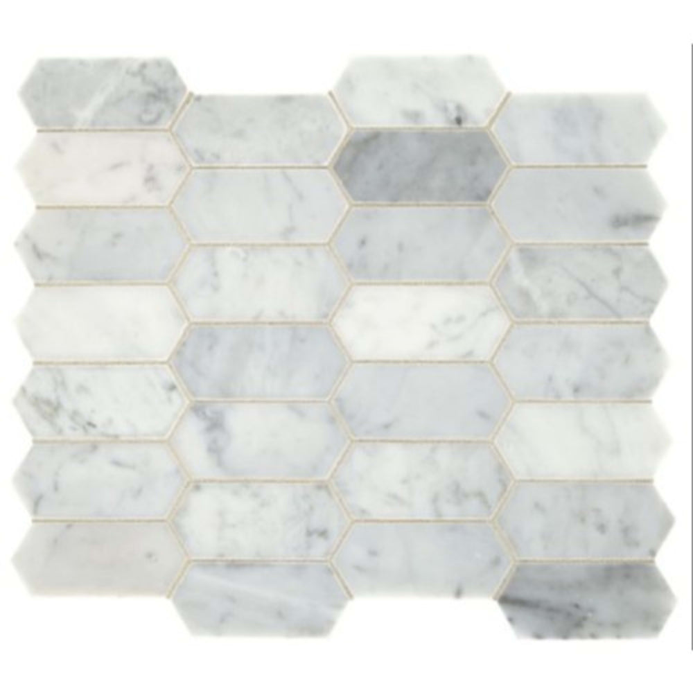 Marble Collection in Carrara White Elongated Hex Natural Stone