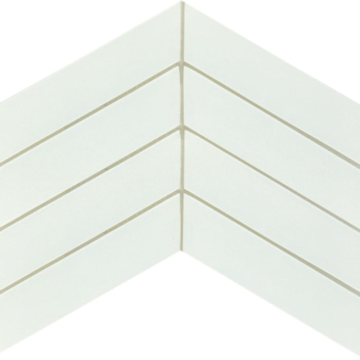 Concept in White Chevron Glass Tile
