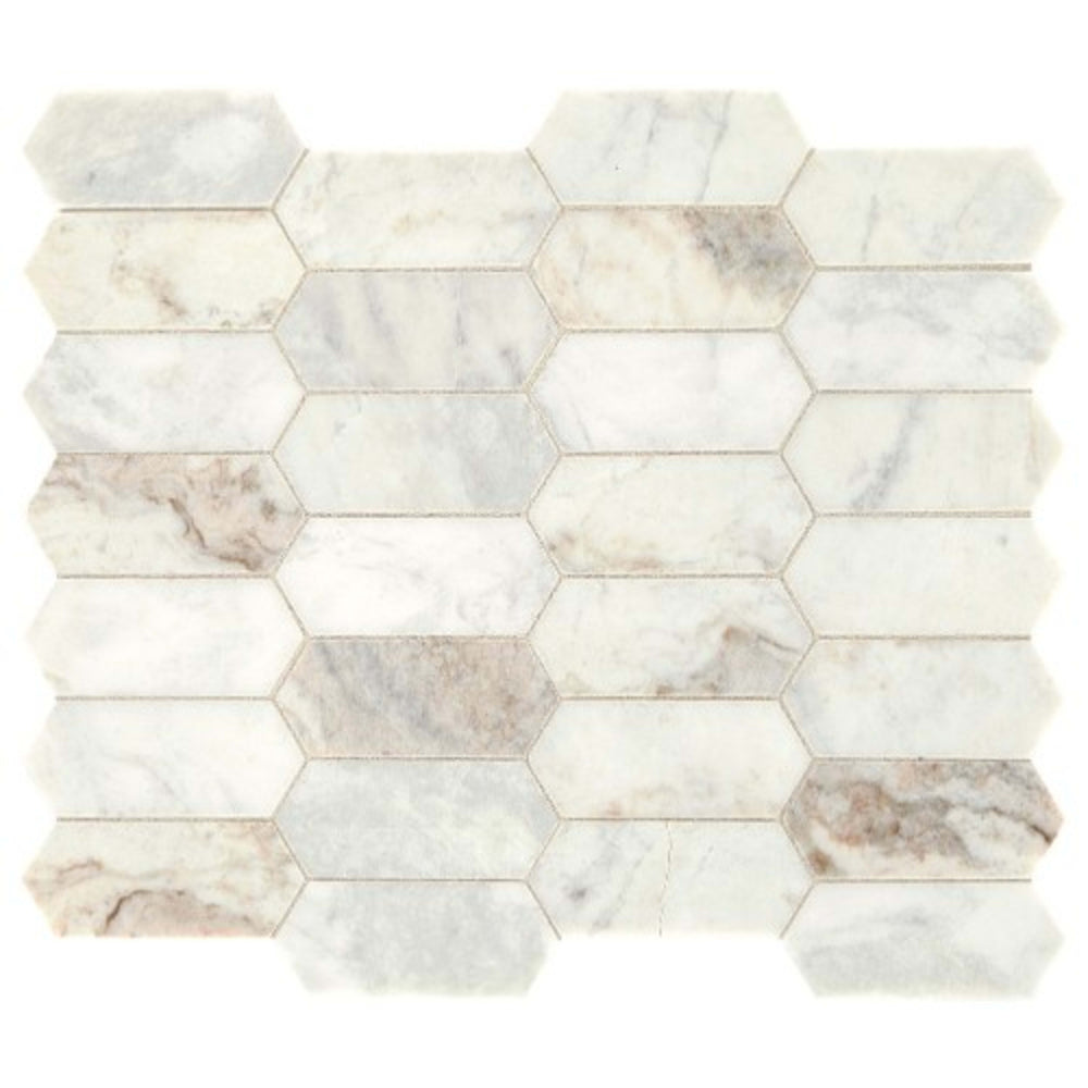 Marble Collection in Daphne White - Elongated Hex Natural Stone
