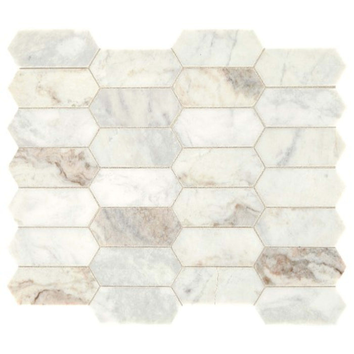 Marble Collection in Daphne White - Elongated Hex Natural Stone