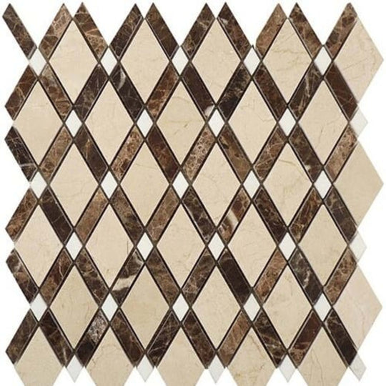 Diamond in Crema Marfil-Emperador Dark-Thassos White