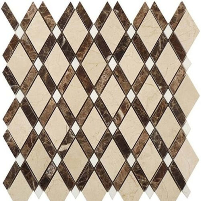 Diamond in Crema Marfil-Emperador Dark-Thassos White Natural Stone