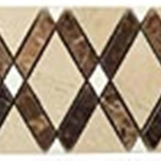 Diamond in Crema Marfil-Emperador Dark-Thassos White Listello