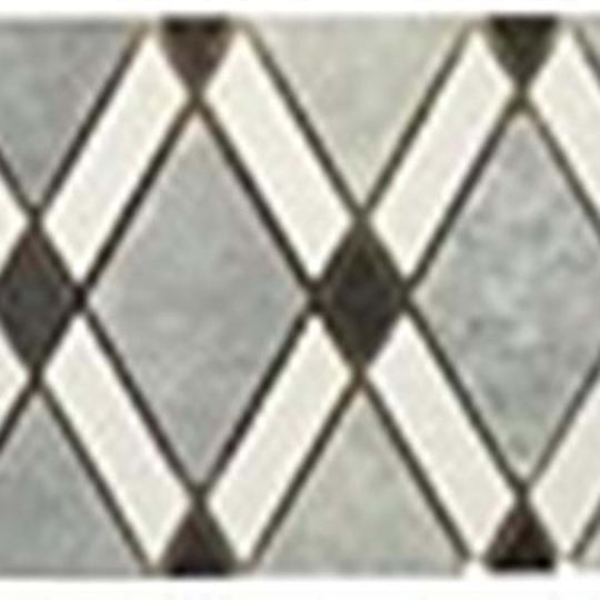 Diamond in Mugworth-Thassos White-Basalt Listello