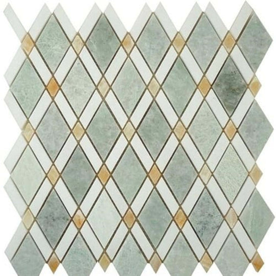 Diamond in Ming Green Light-Thassos White-Honey Onyx
