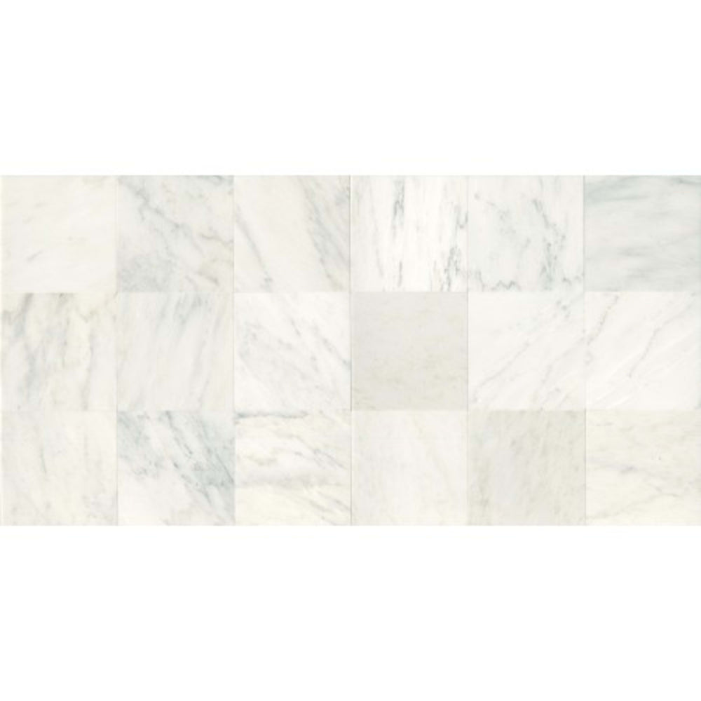 Marble Collection in First Snow Elegance 12x12 Polished Natural Stone