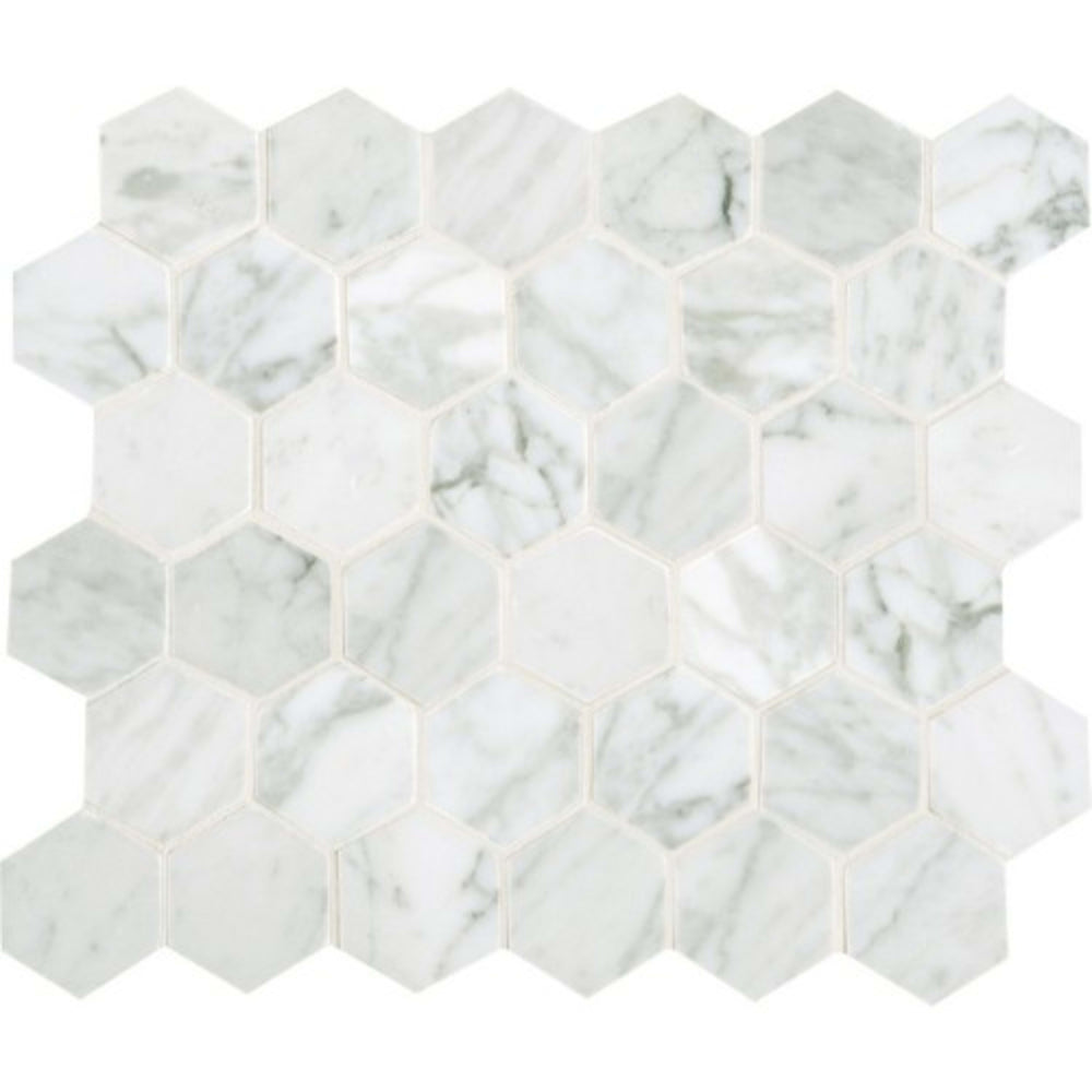 Marble Collection in Carrara White Hexagon 12x24 Natural Stone