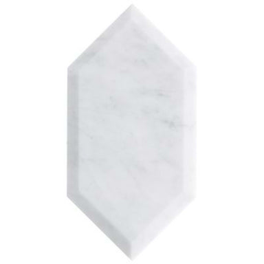 Elongated Beveled Hexagon in Hexagon White Carrara Natural Stone