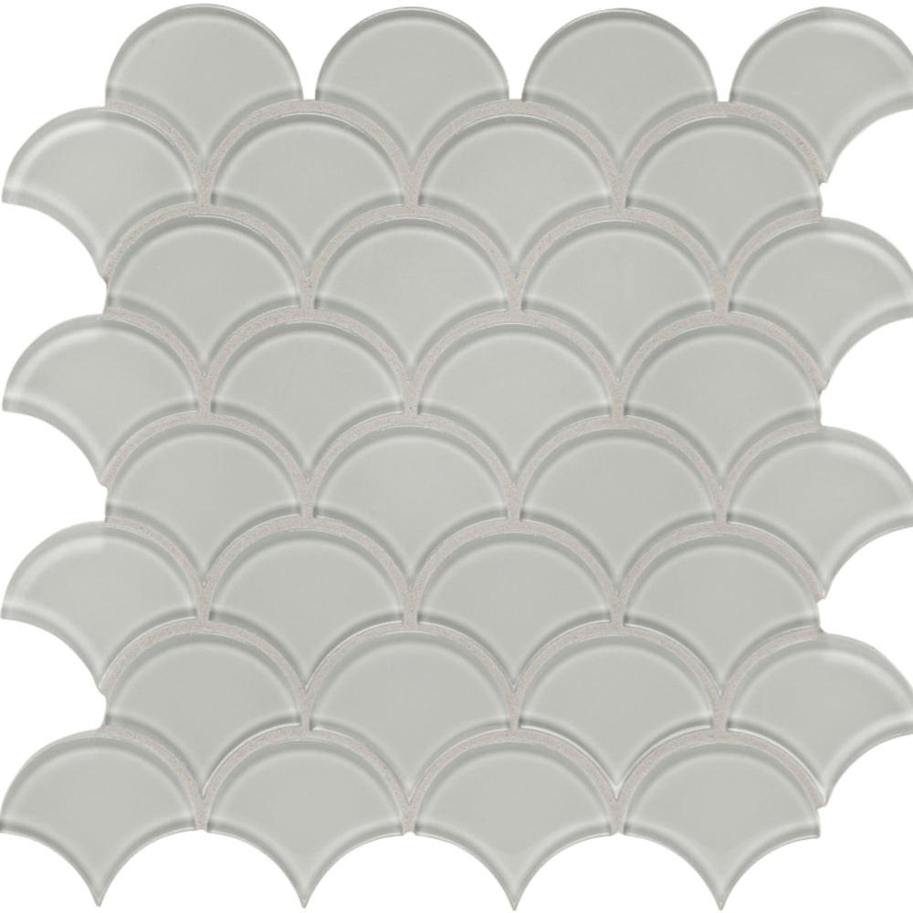 Element in Mist Scallop Mosaic Glass Tile