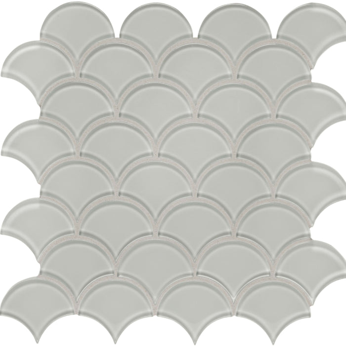 Element in Mist Scallop Mosaic Glass Tile