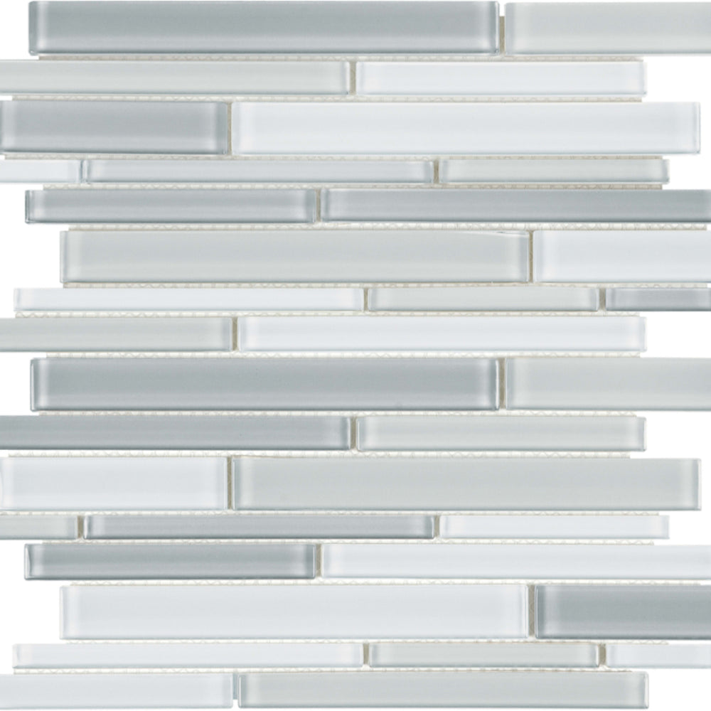 Element in Shades Of Grey Blend Random Strip Glass Tile