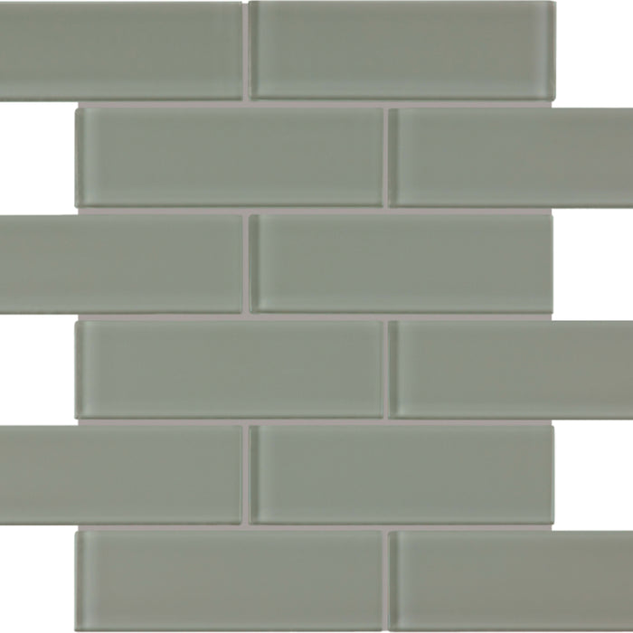Element in Smoke Brick Mosaic 2x6 Glass Tile