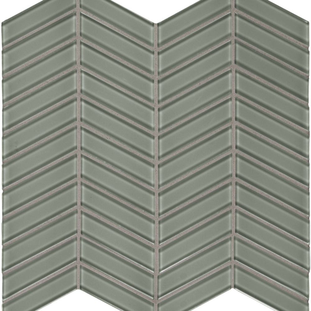 Element in Smoke Chevron Mosaic Glass Tile