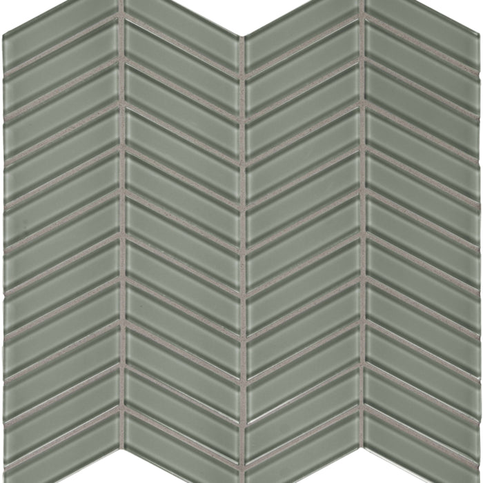 Element in Smoke Chevron Mosaic Glass Tile