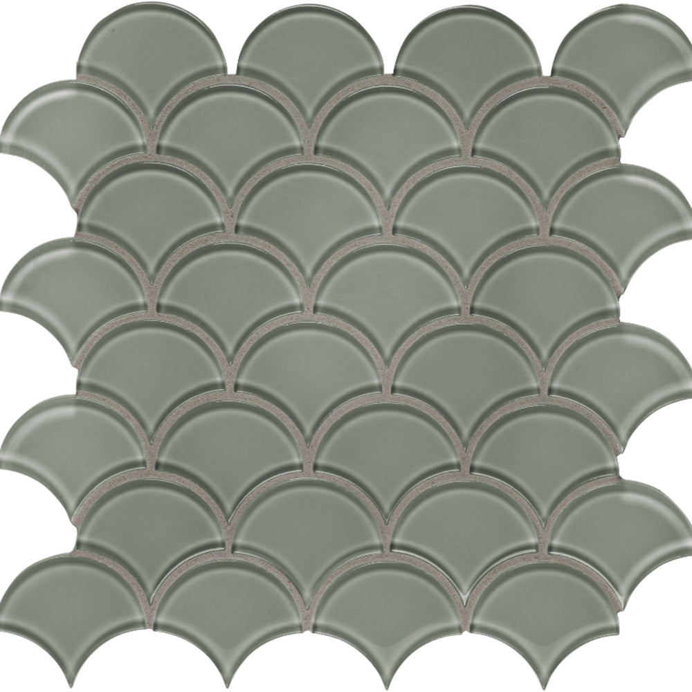 Element in Smoke Scallop Mosaic Glass Tile