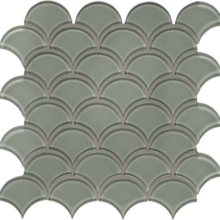 Element in Smoke Scallop Mosaic Glass Tile