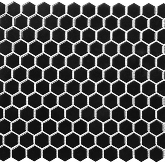Freedom Avenue Collection - 3/4" Hex in Pitch Raven Glass Tile