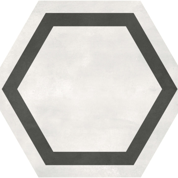 Form in Ivory Hex Frame Tile