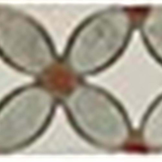 Flower in Ming Green-Red Marble-Thassos White Listello