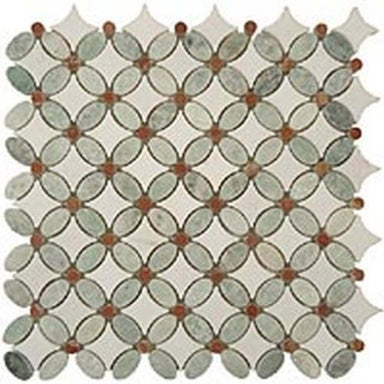 Flower in Ming Green-Red Marble-Thassos White Natural Stone