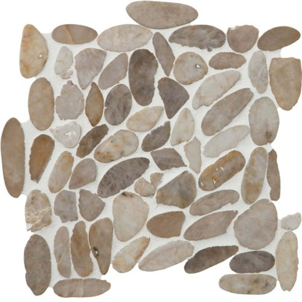 Pebbles in White Snowball Flat 12x12 Natural Stone