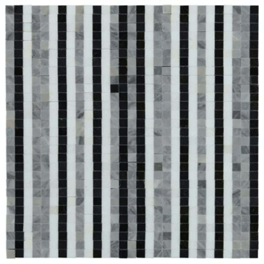 Madras in Lines Night - Thassos Nero  Bardiglio Natural Stone