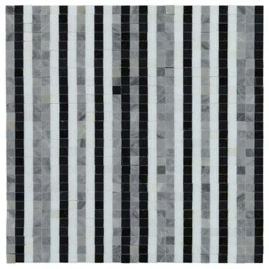 Madras in Lines Night - Thassos Nero  Bardiglio Natural Stone