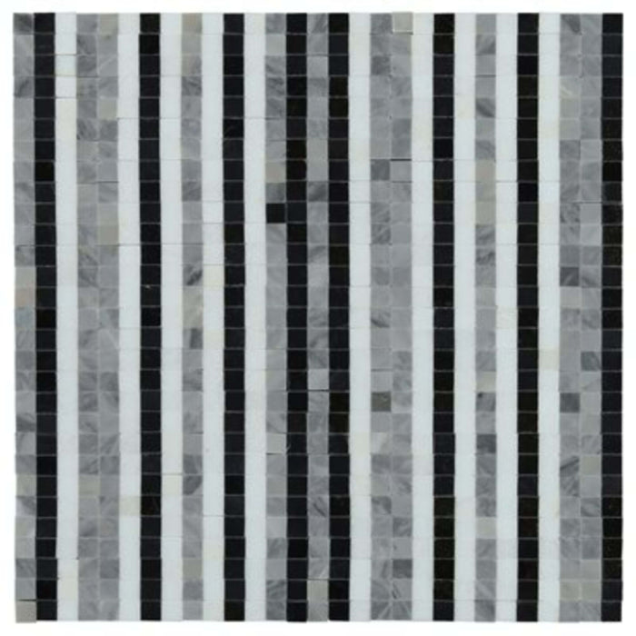 Madras in Lines Night - Thassos Nero  Bardiglio Natural Stone