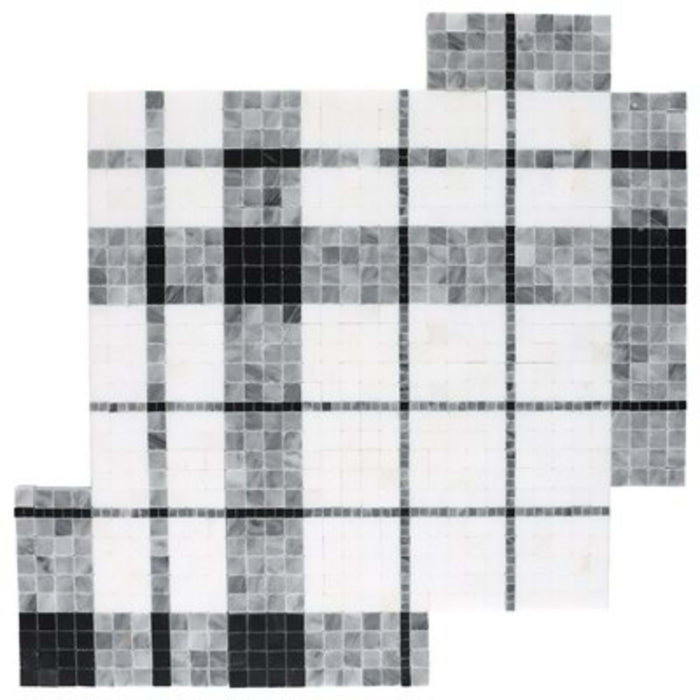 Madras in Plaid Bardiglio - Thassos Nero Marquina  Bardiglio Natural Stone