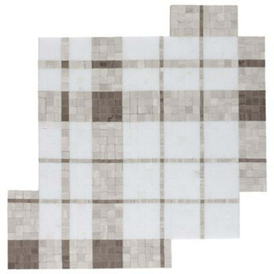 Madras in Plaid Wooden Beige - Thassos Athens Gray  Wooden Beige Natural Stone