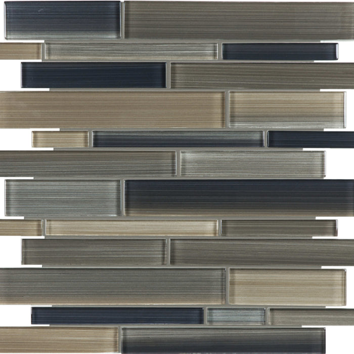 Fusion in Rock Random Strip Mosaic Glass Tile