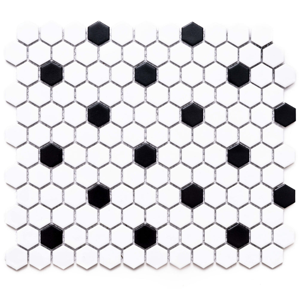 Hexagon in Black & White 1x1 Tile