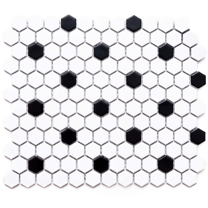 Hexagon in Black & White 1x1 Tile