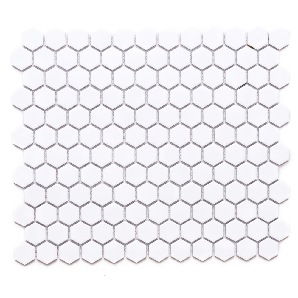 Hexagon in White 1x1 Tile