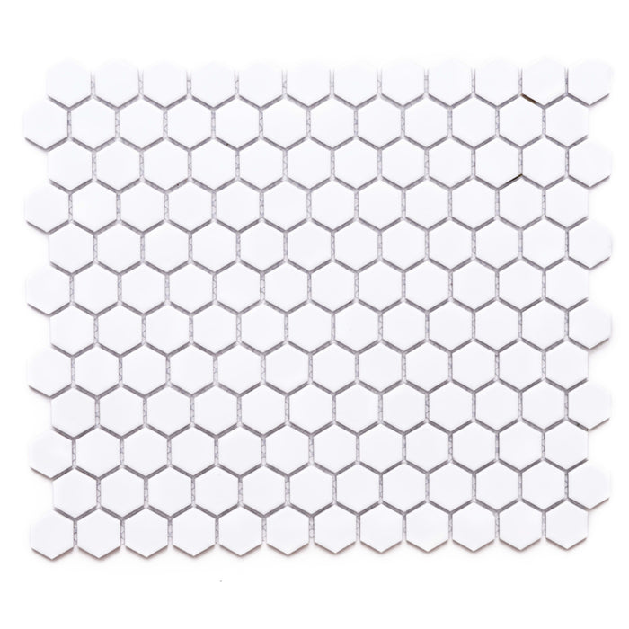 Hexagon in White 1x1 Tile
